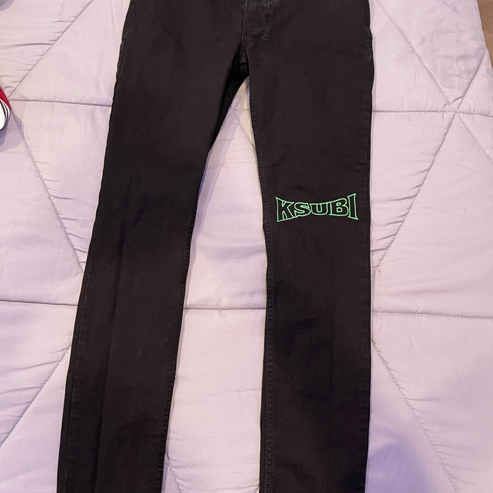 Ksubi Black Denim with Vibrant Green Logo